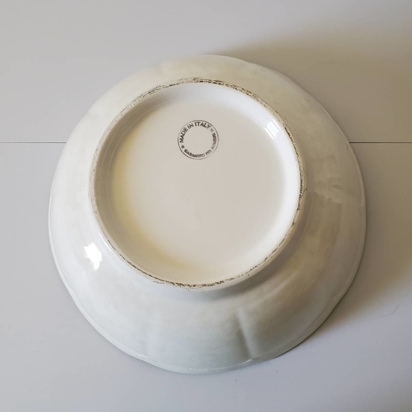 Garantito per Alimenti Vintage Pasta Serving Bowl Green White Hand Painted - Picture 12 of 16